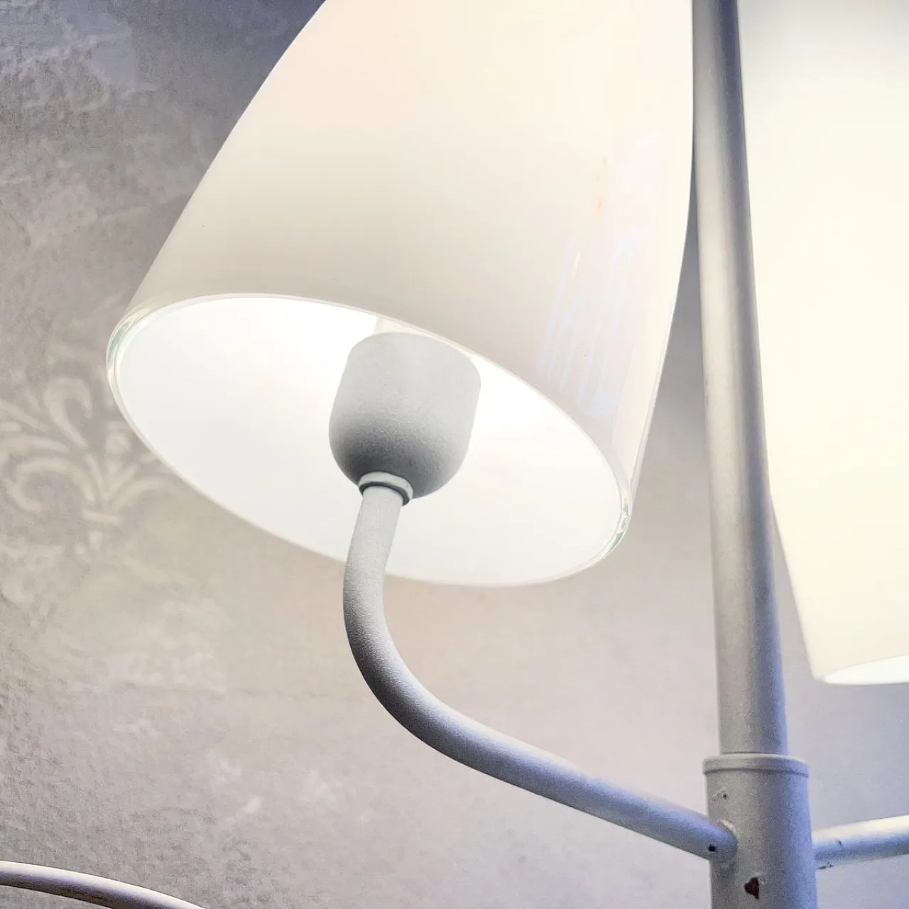 Lamp with curved opal glass shade attributed to Mazzega, 1980s 11