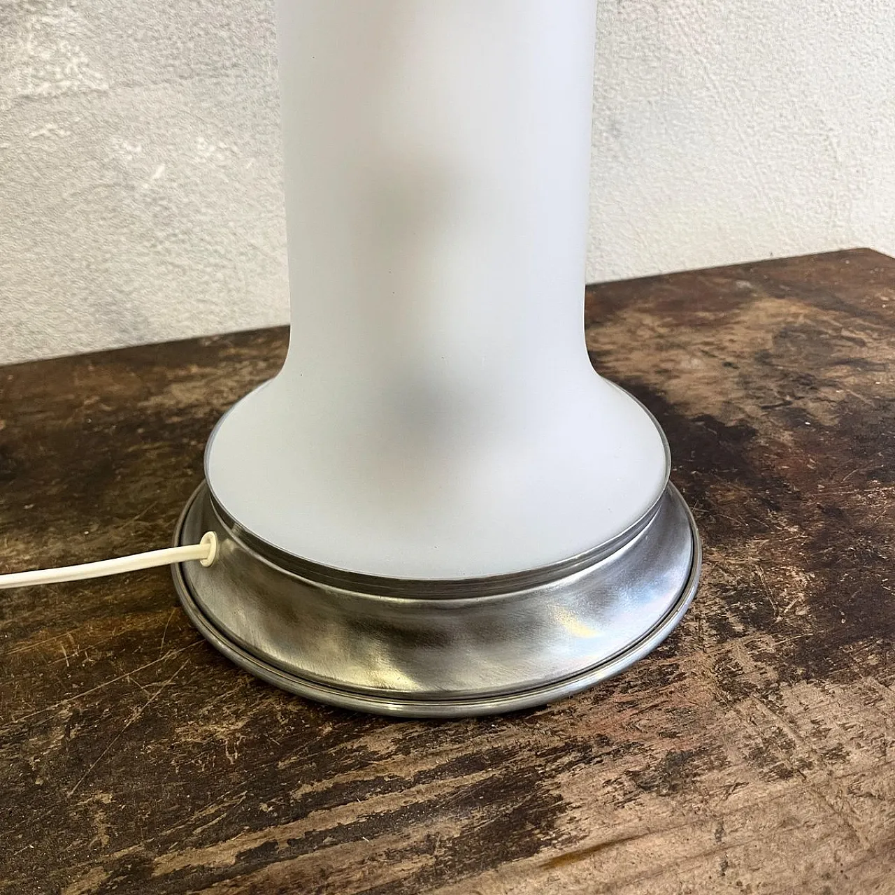 Lampada in vetro di Murano e opalino attribuita a Mazzega, anni '80 6