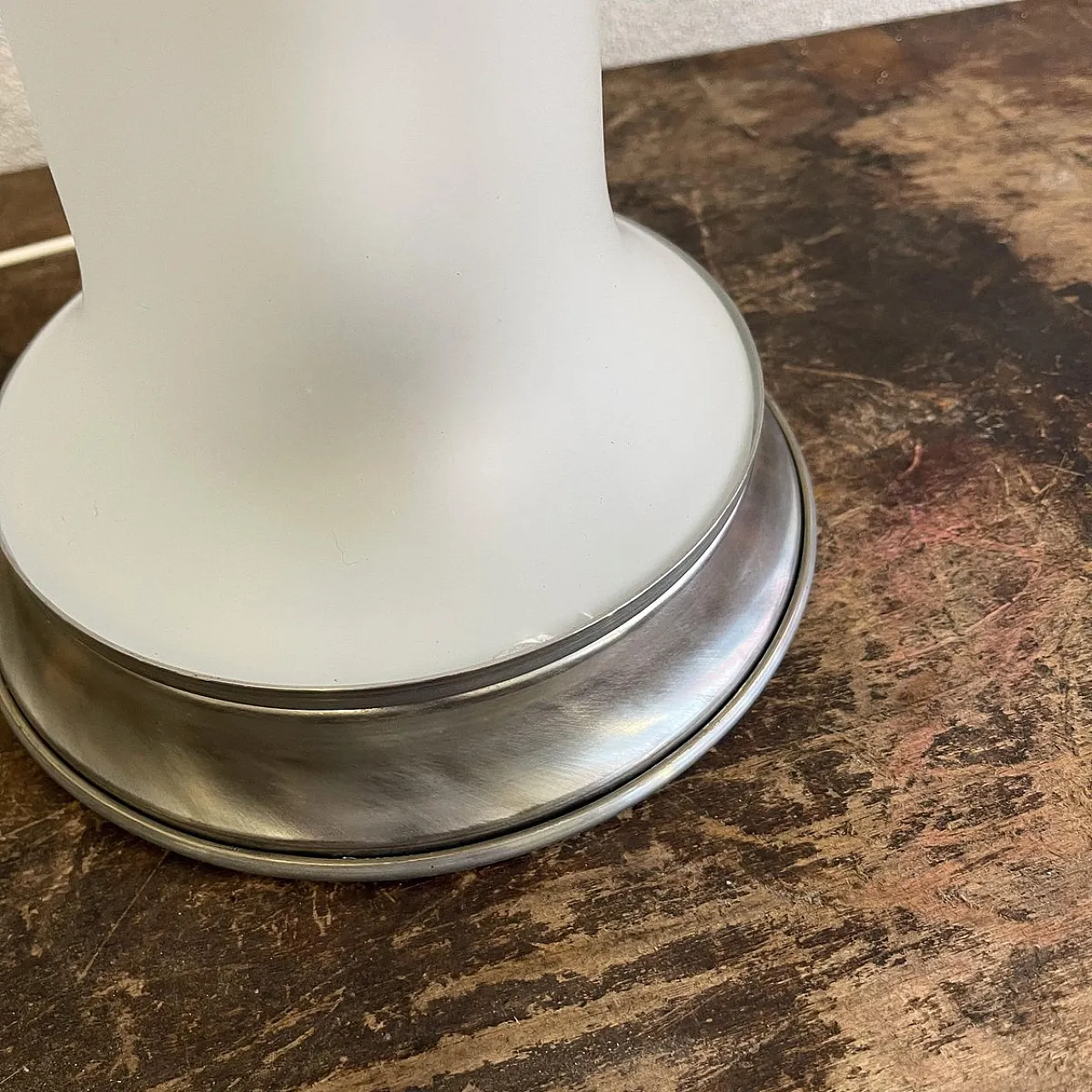 Lampada in vetro di Murano e opalino attribuita a Mazzega, anni '80 8