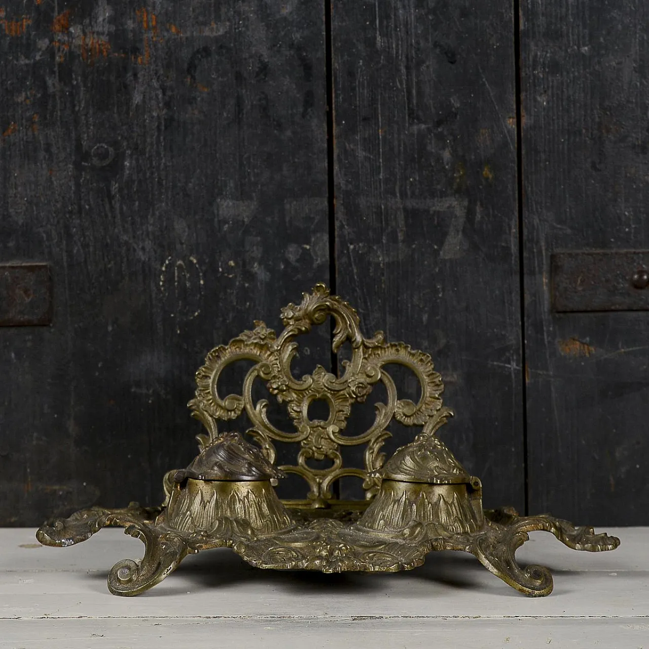 Desk set for writing desk in brass, 19th century 1