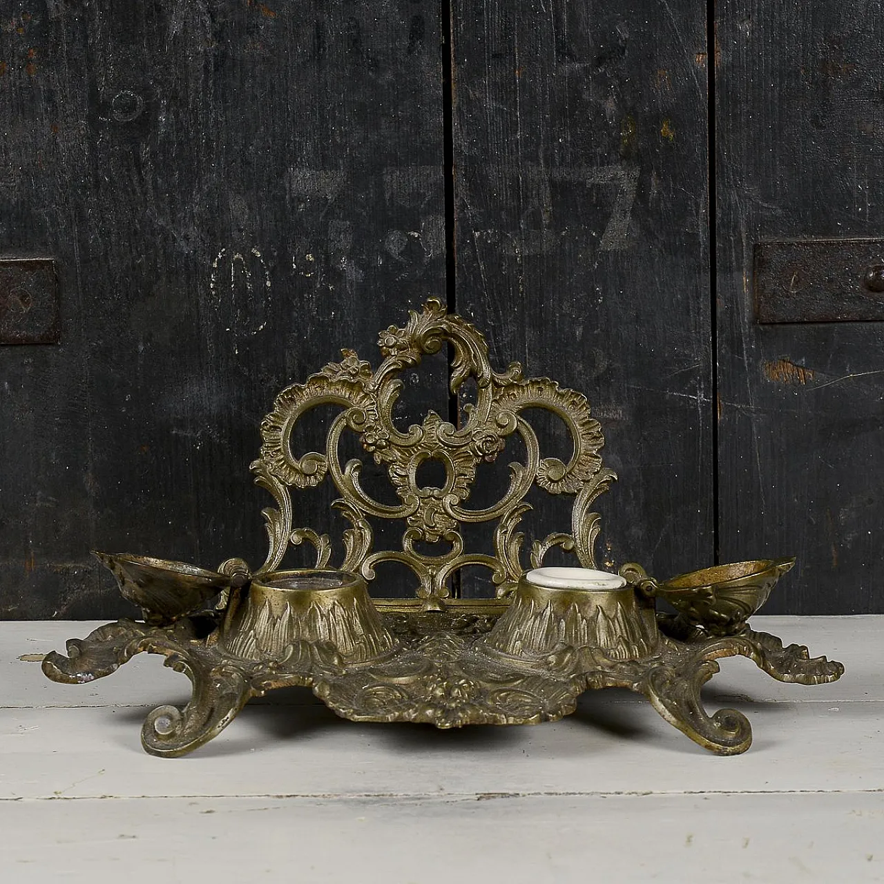 Desk set for writing desk in brass, 19th century 2