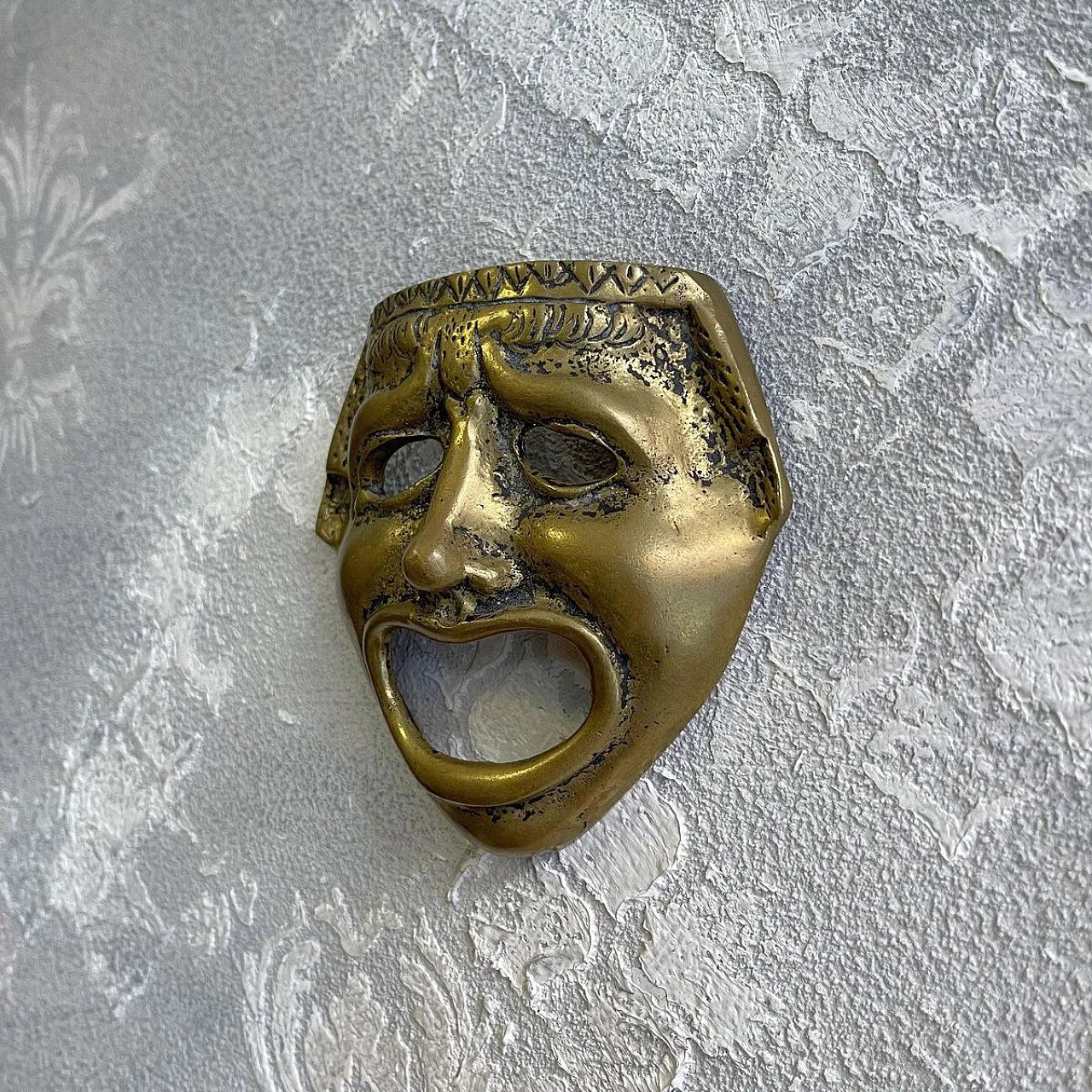 Mask in brass from the classical Greek-Roman theatre, 19th century 2