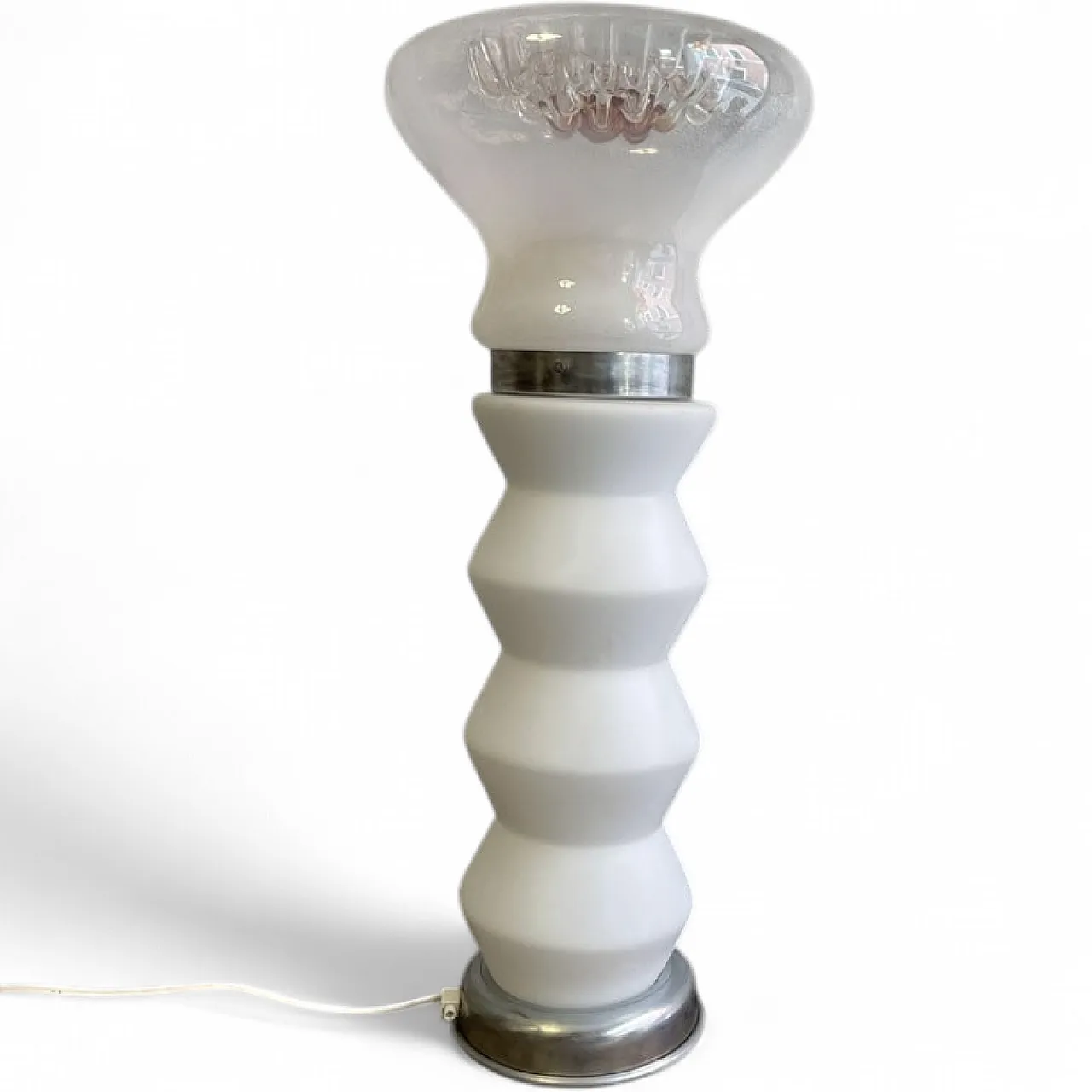 Lampada in vetro di Murano e opalino attribuita a Mazzega, anni '80 22