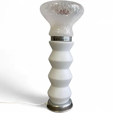 Lampada in vetro di Murano e opalino attribuita a Mazzega, anni '80