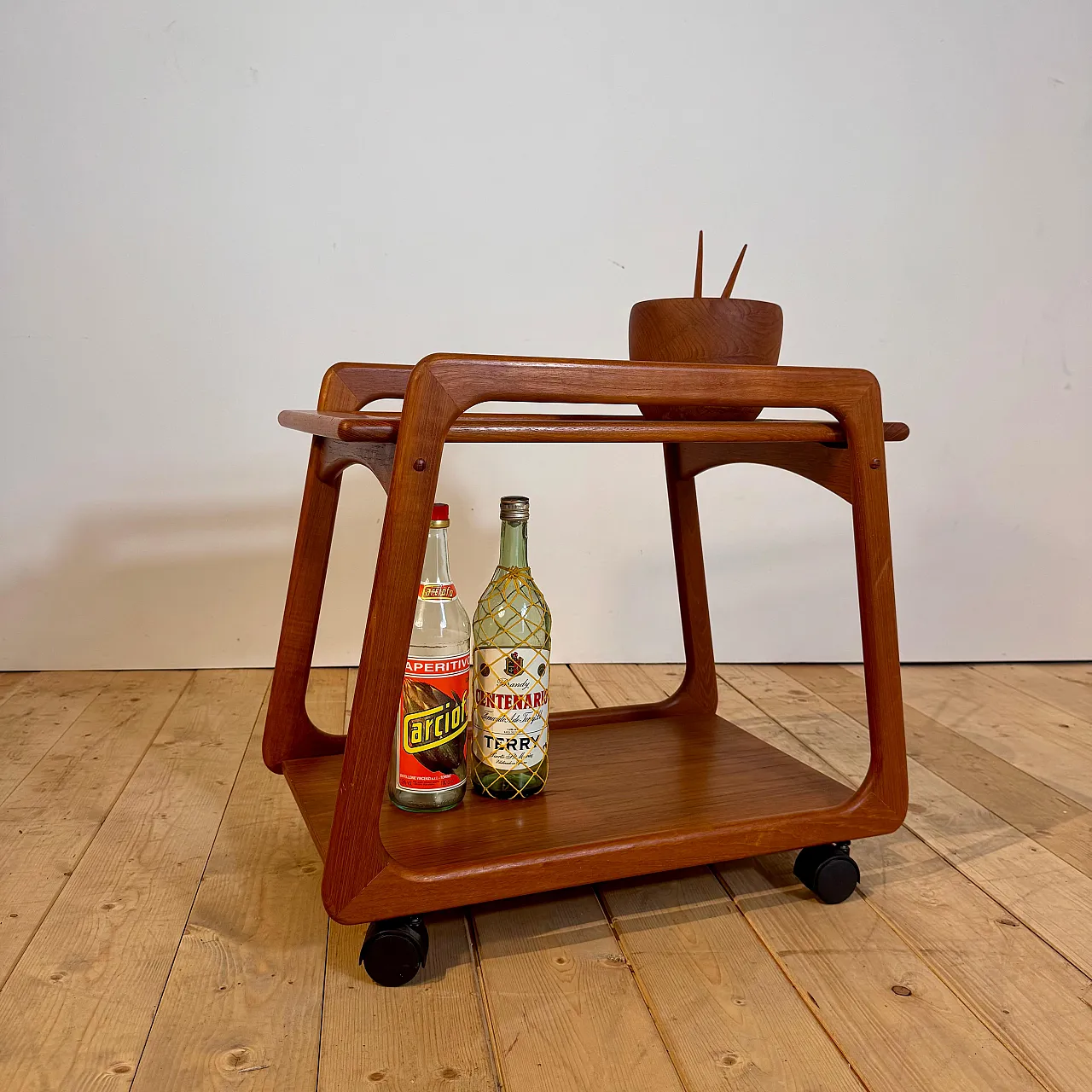 Carrello bar danese in teak Scandinavian Modern, anni ’60 8