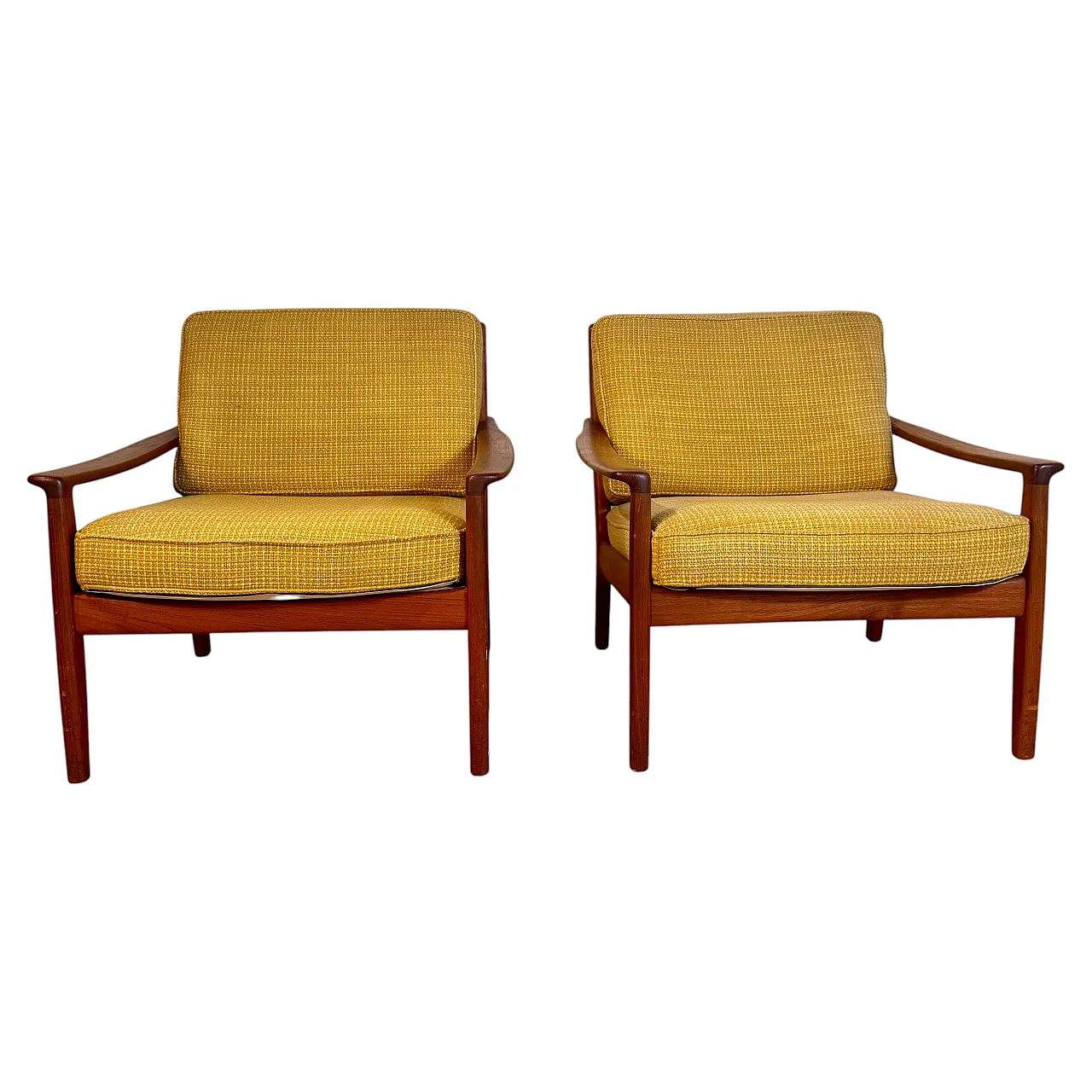 Coppia di poltrone danesi in teak Scandinavian Modern, anni ’60 1