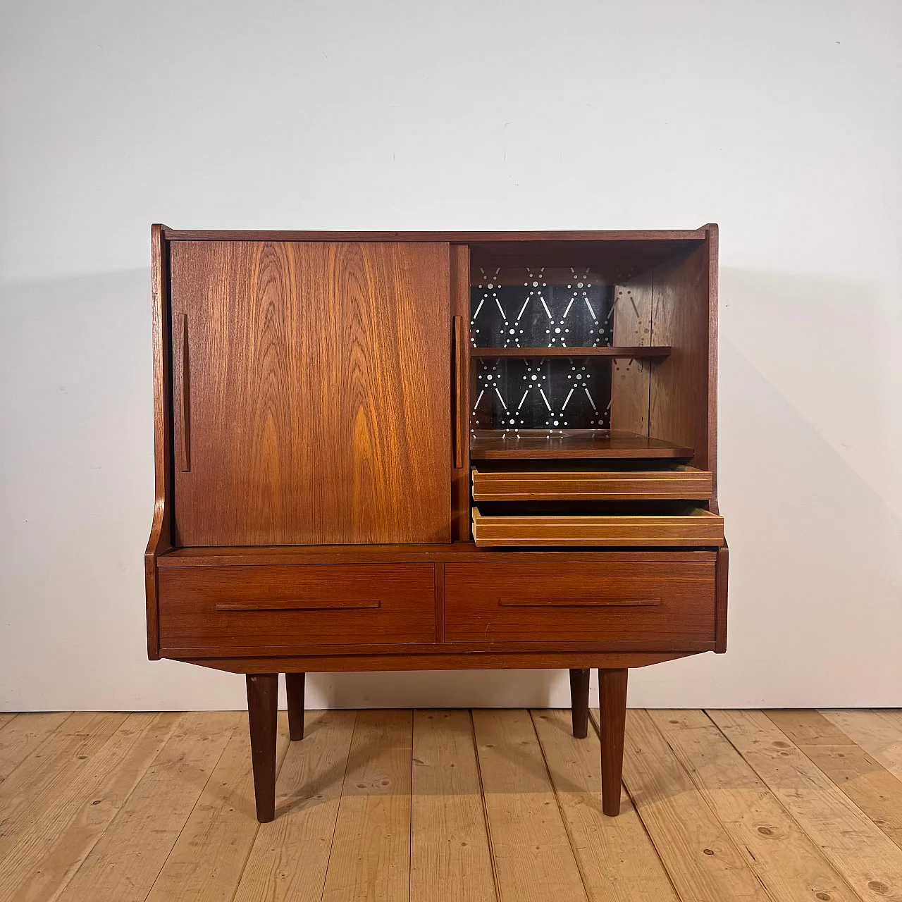 Danish Scandinavian Modern teak bar cabinet, 1960s 3