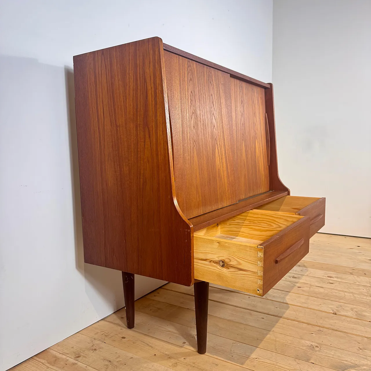 Danish Scandinavian Modern teak bar cabinet, 1960s 5