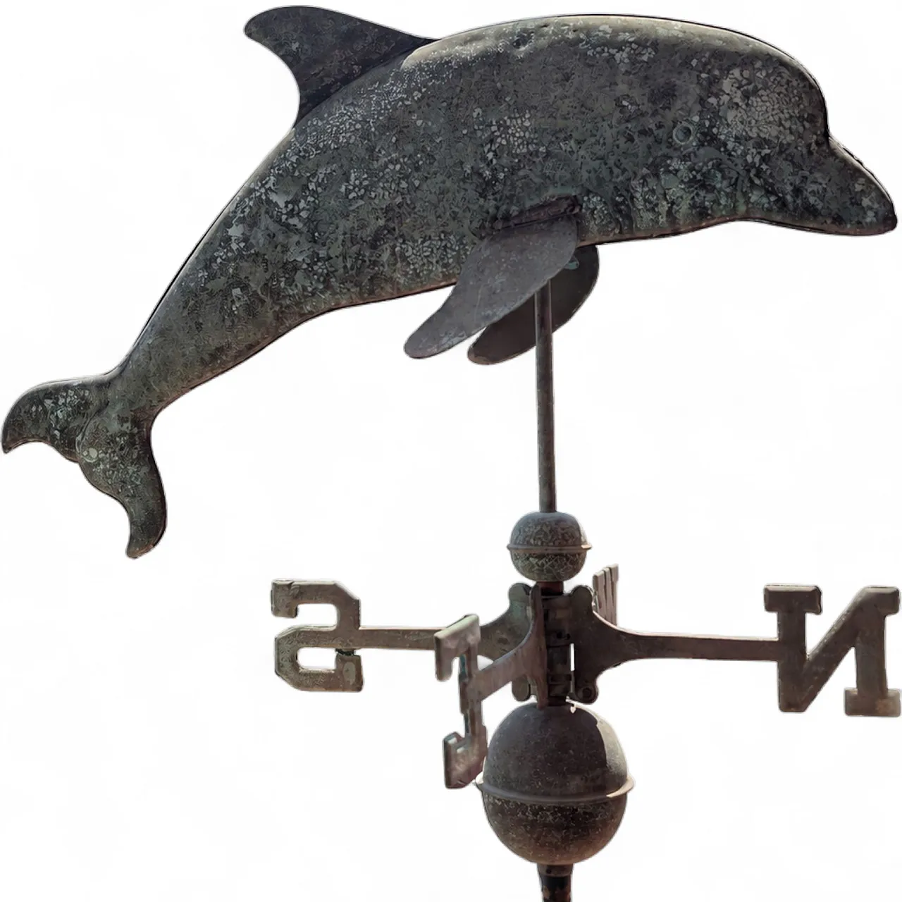 Italian early 1900s weather vane in copper with dolphin 9