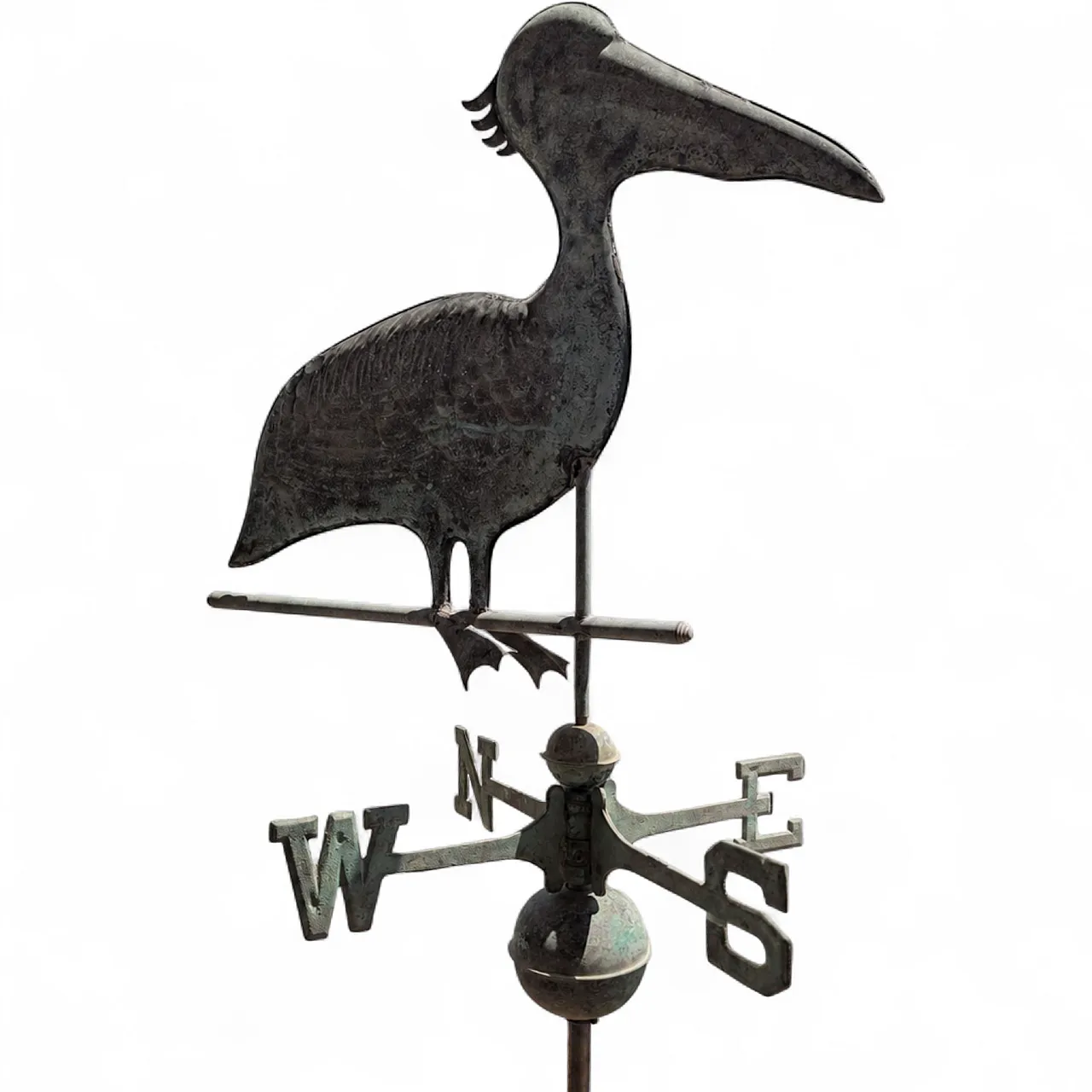 Italian wind vane from the early 1900s in copper with three-dimensional pelican 6