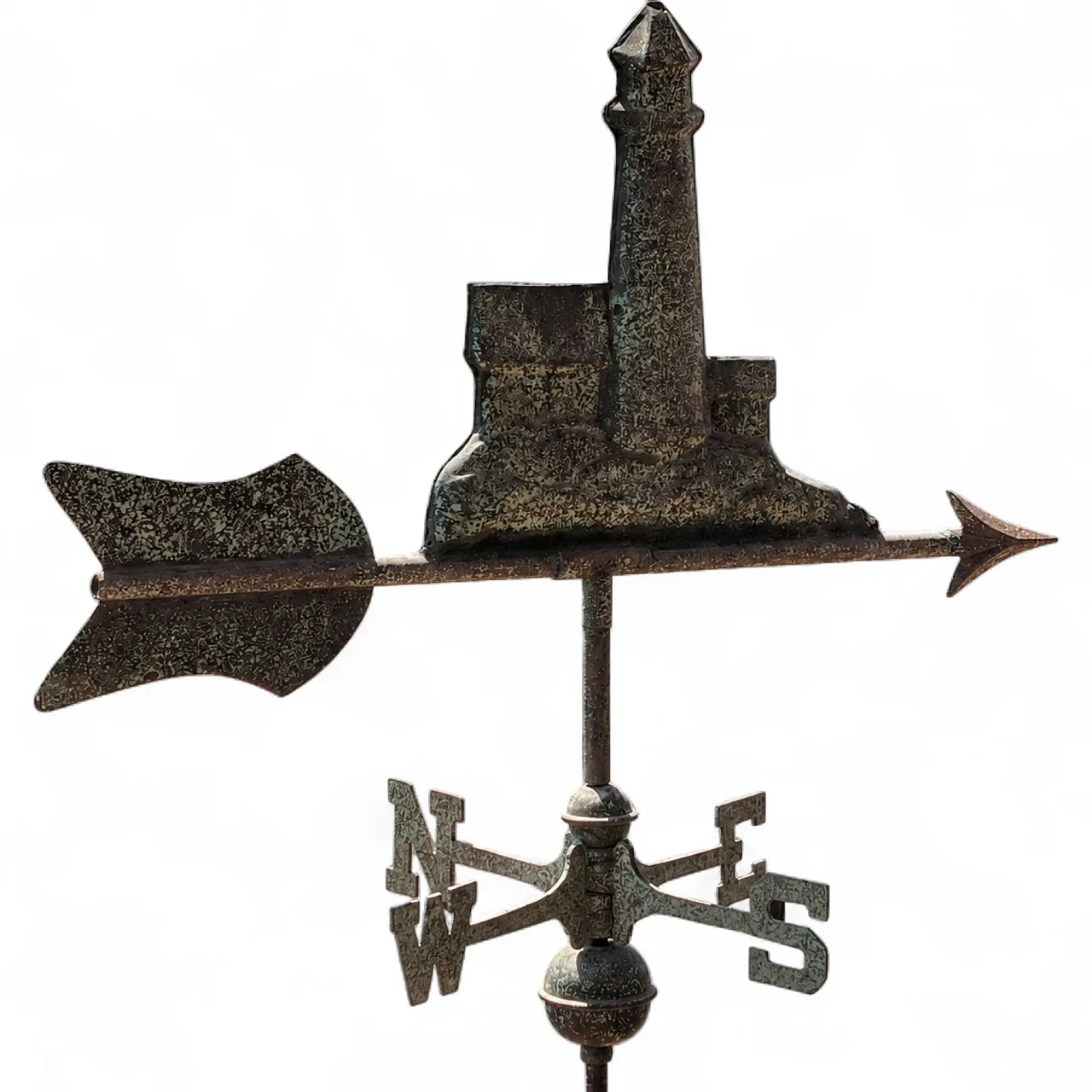 Early 1900s three-dimensional copper wind vane with port lighthouse 7