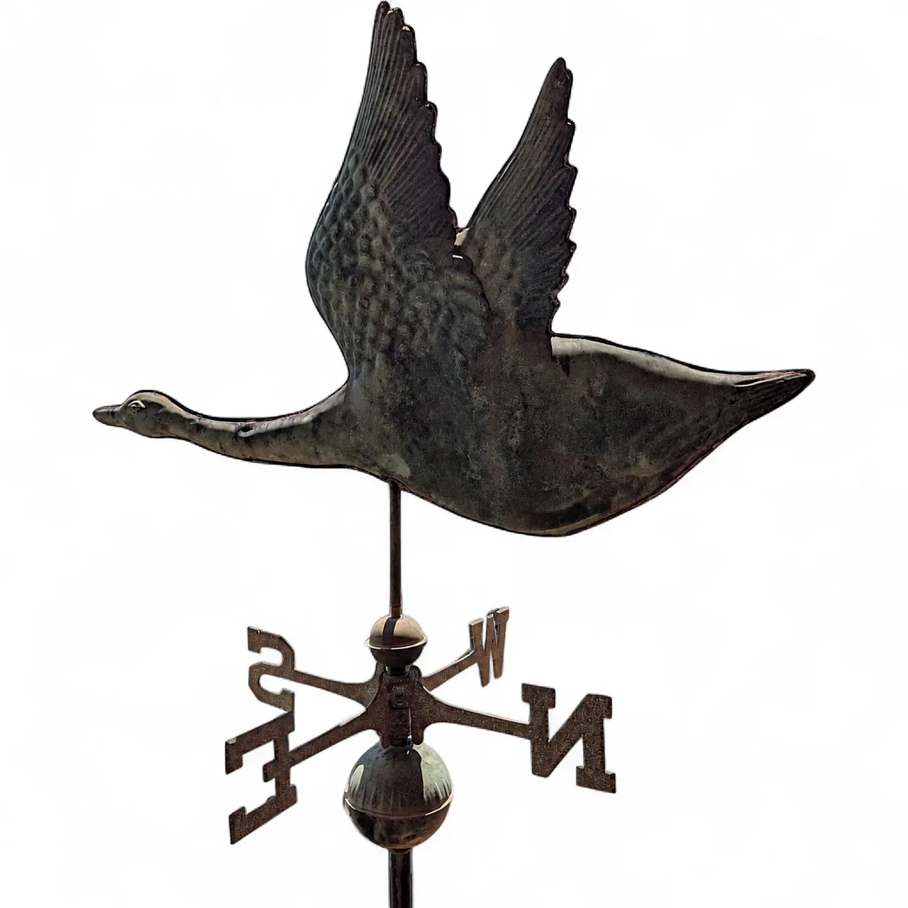 Three-dimensional copper wind vane from the early 1900s with a swan in flight 8