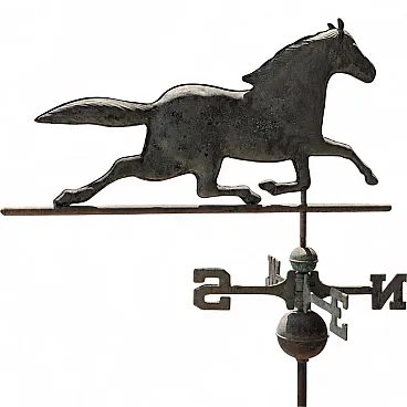 Italian weather vane from the early 1900s in copper with horse