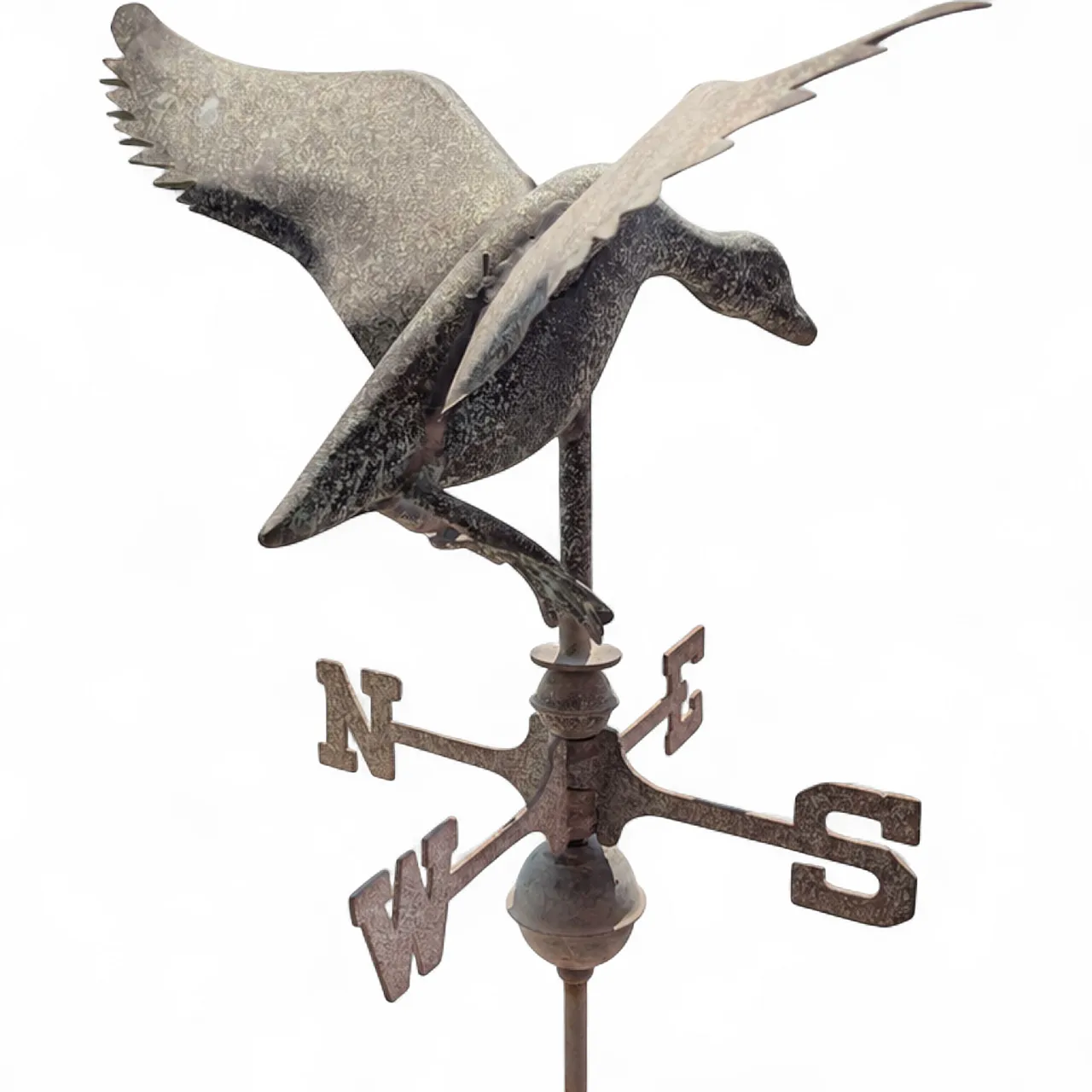 Early 1900s three-dimensional copper weathervane with duck with open wings 8