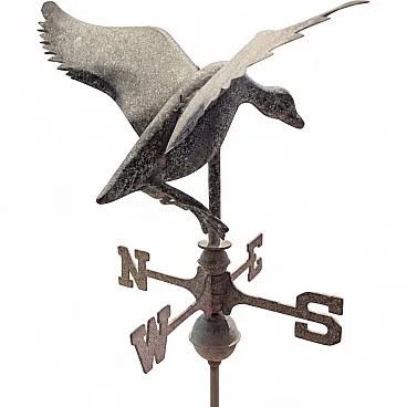 Early 1900s three-dimensional copper weathervane with duck with open wings