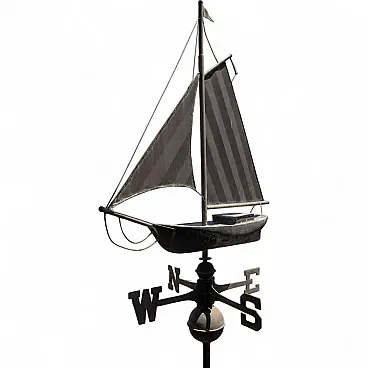 Early 1900s three-dimensional copper wind vane with sailboat