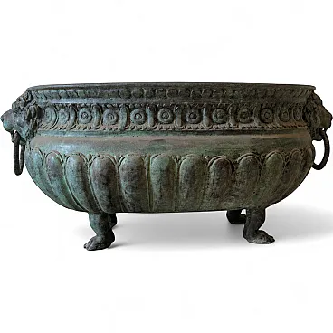 Fioriera ovale in bronzo stile rinascimentale, primi ’900, Italia