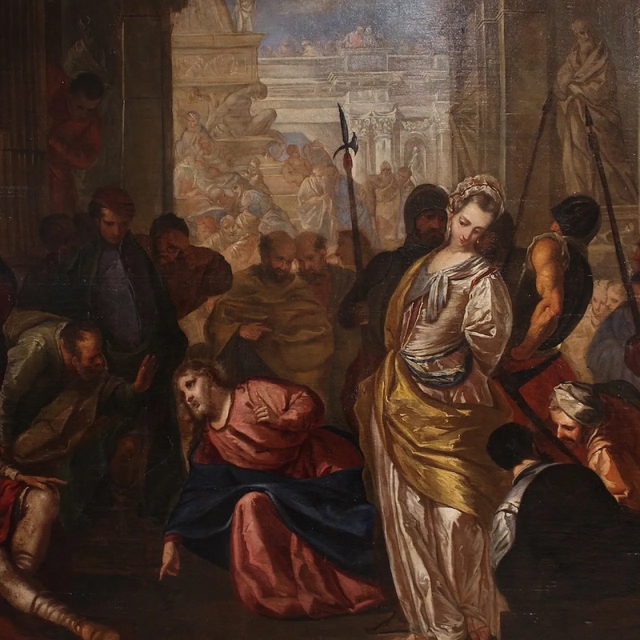 Venetian painting, Christ and the adulteress, 16th century 1