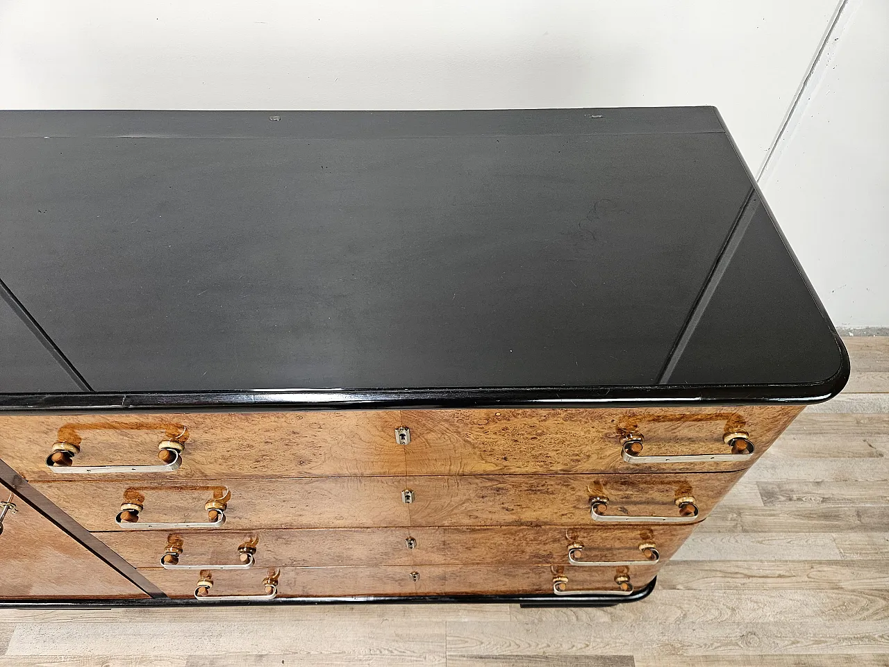 Art Decò sideboard in briar and lacquered wood, 1950s 5