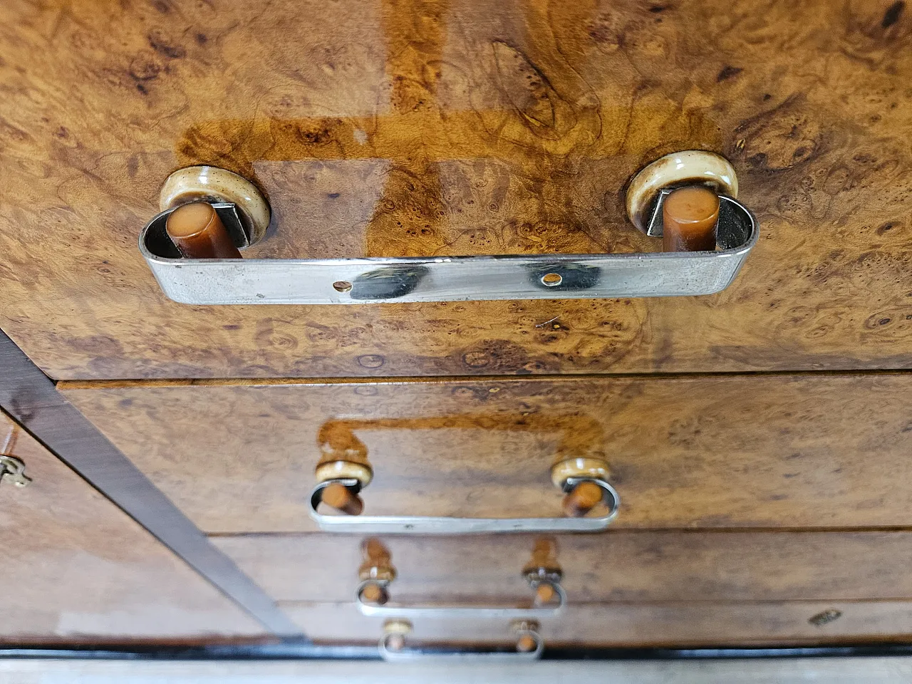 Art Decò sideboard in briar and lacquered wood, 1950s 15