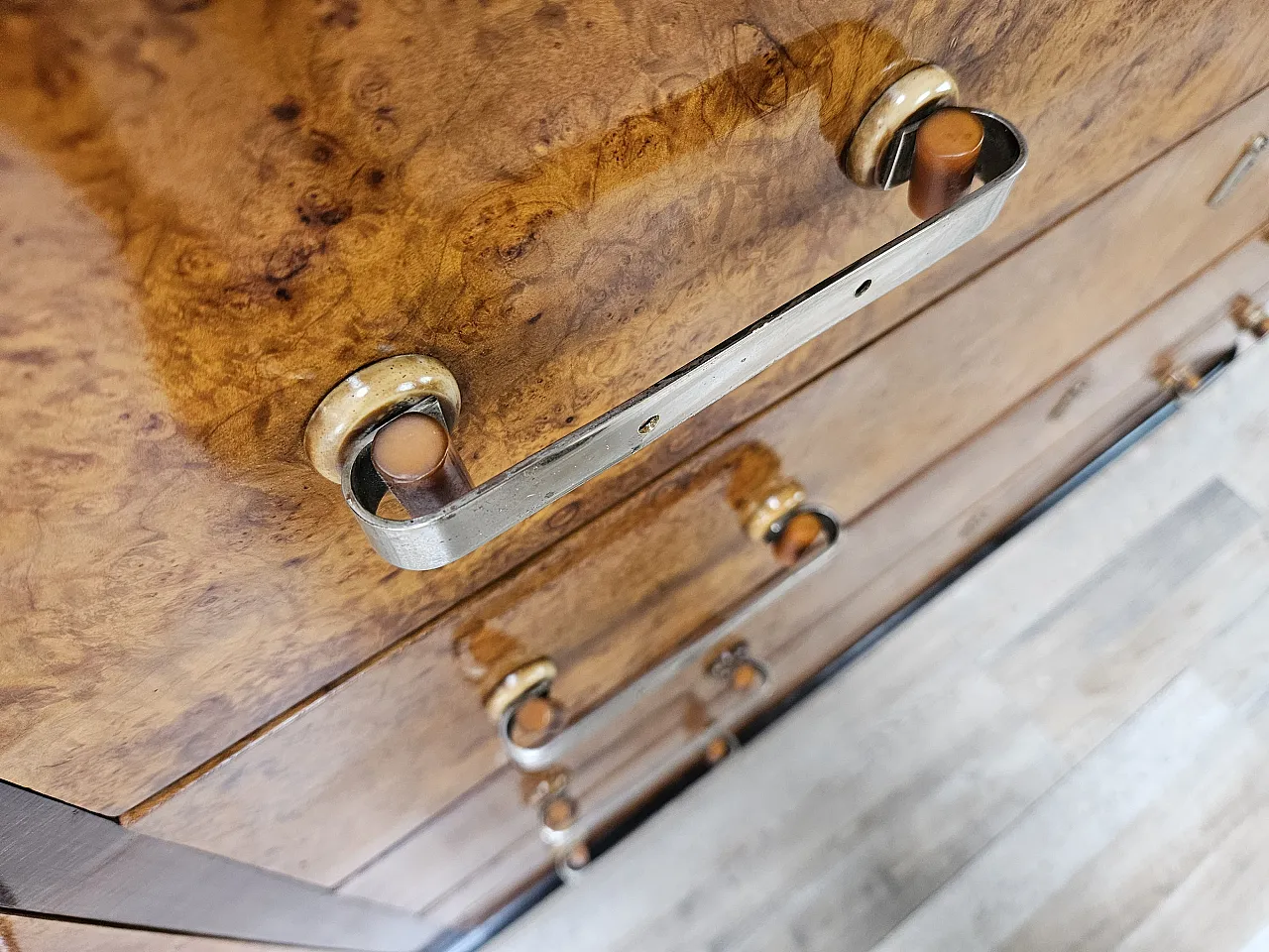 Art Decò sideboard in briar and lacquered wood, 1950s 16