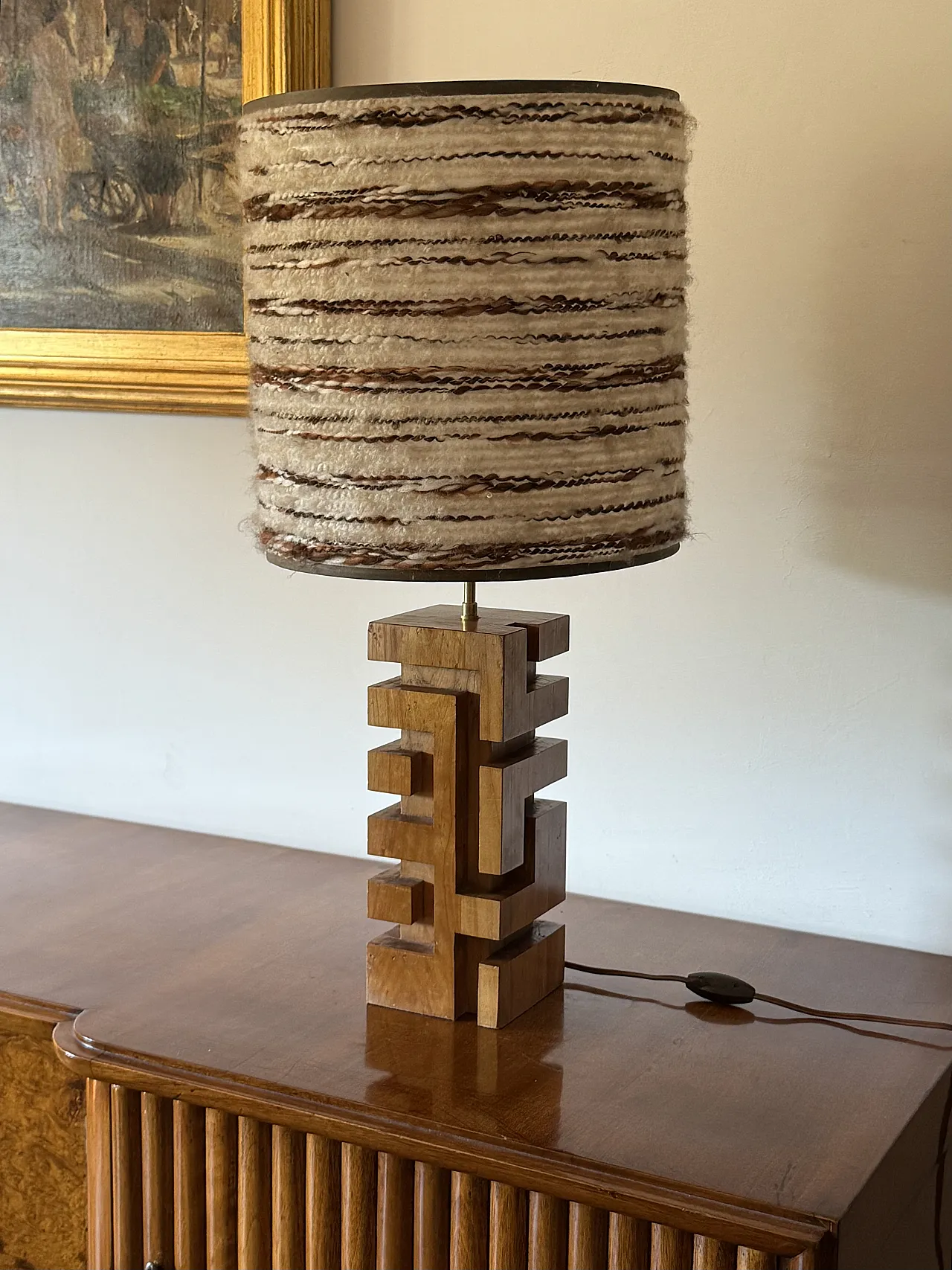 Hollywood Regency wooden table lamp, France 1970 3