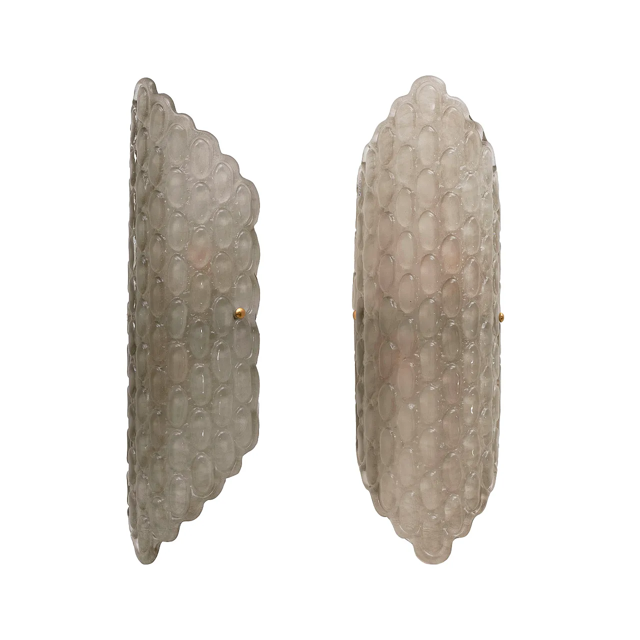Pair of wall sconces in smoked Murano glass with relief, 2000s 1
