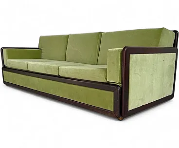 Sculptural 3 seater sofa green velvet, 1960s