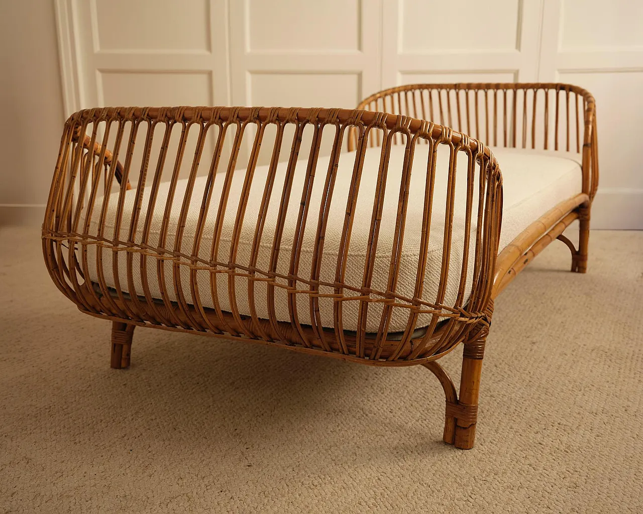 Daybed in bamboo and wicker, 1960s 3