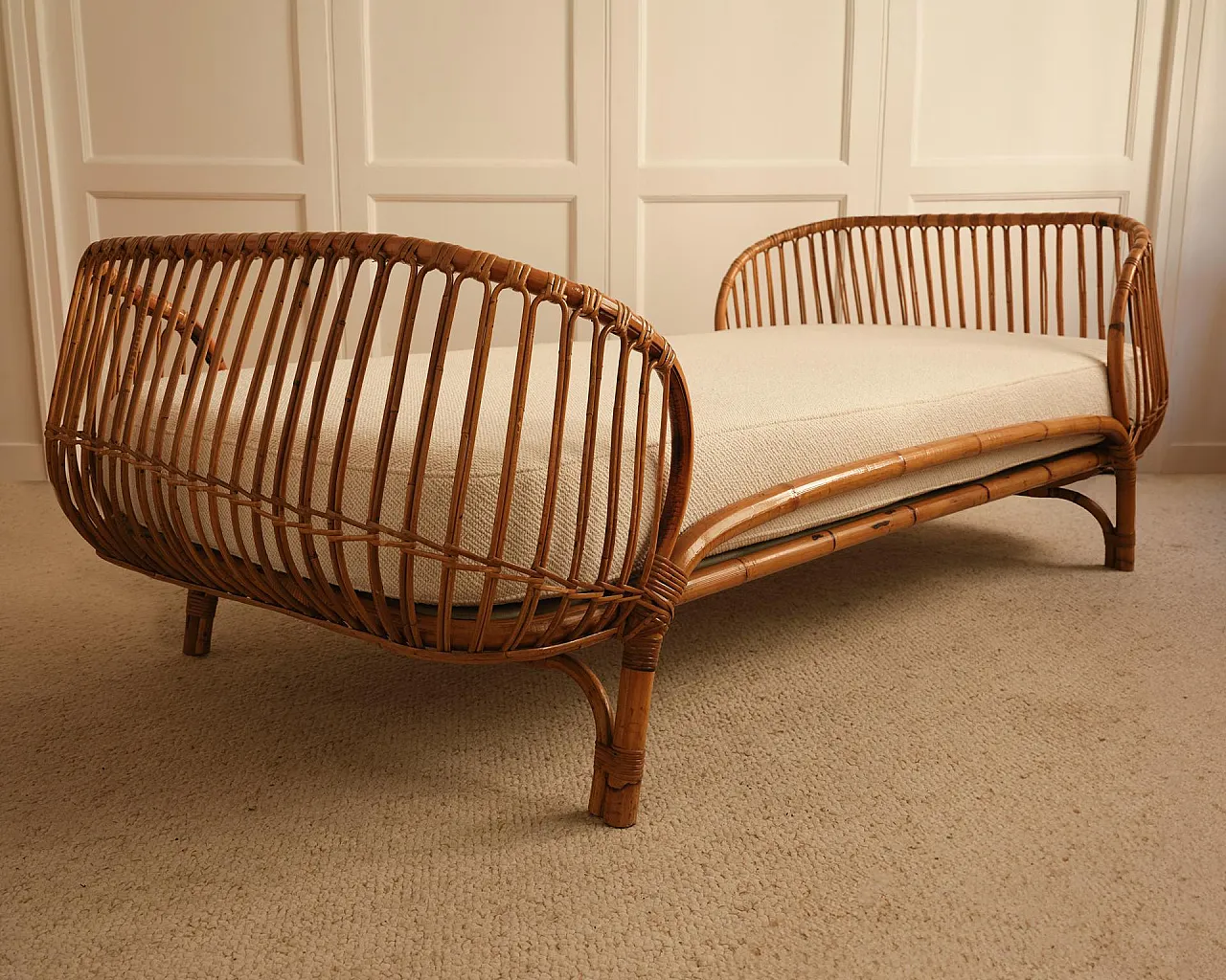Daybed in bamboo and wicker, 1960s 4