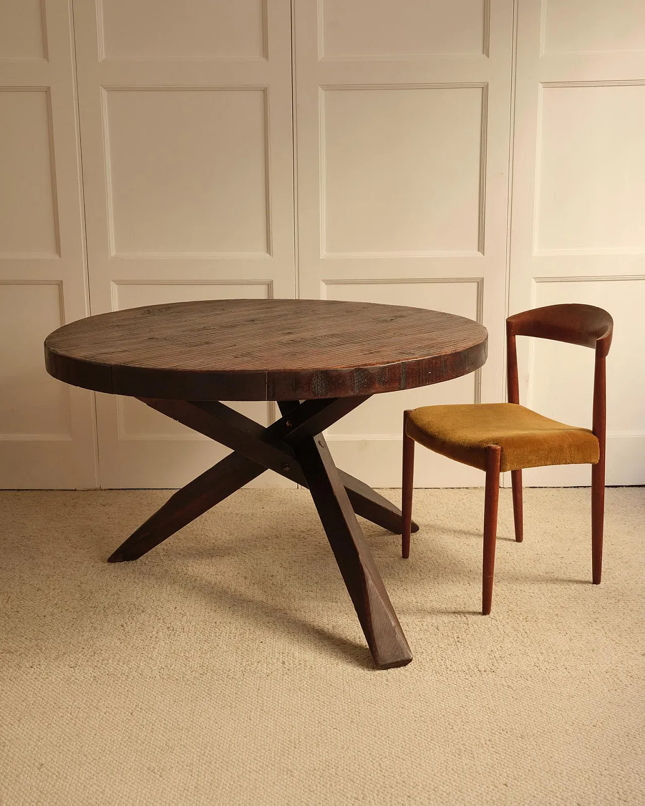 Wooden cricular table, 1950s 4