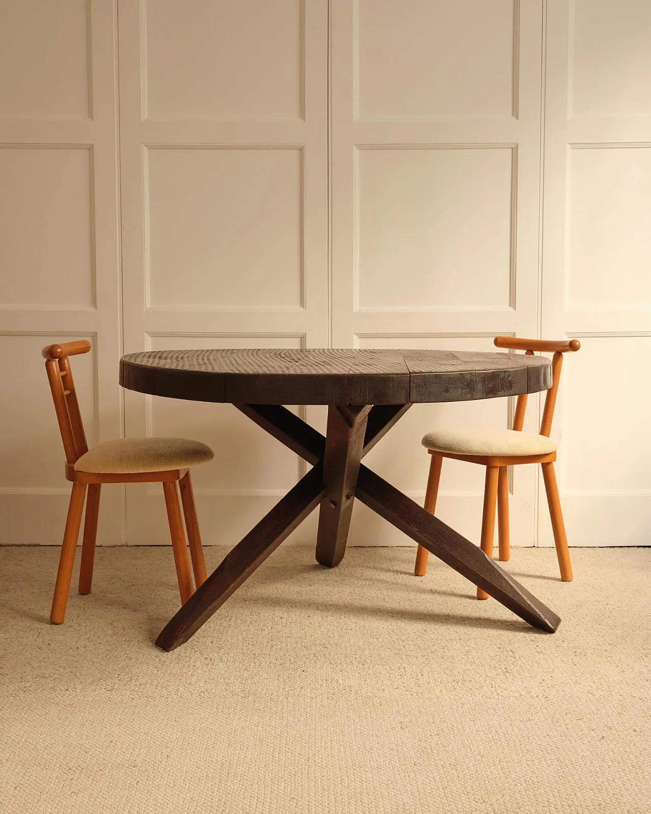 Wooden cricular table, 1950s 7