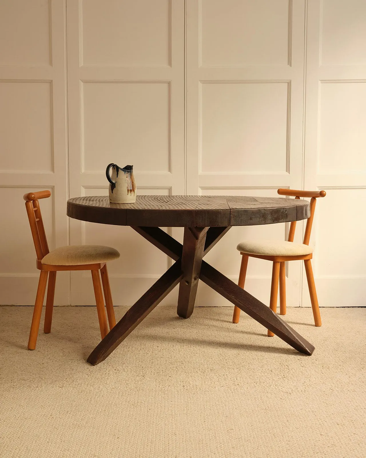 Wooden cricular table, 1950s 8