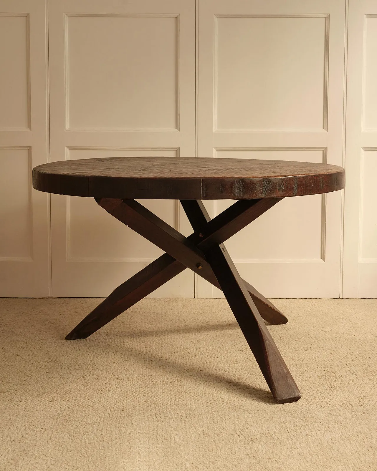 Wooden cricular table, 1950s 9