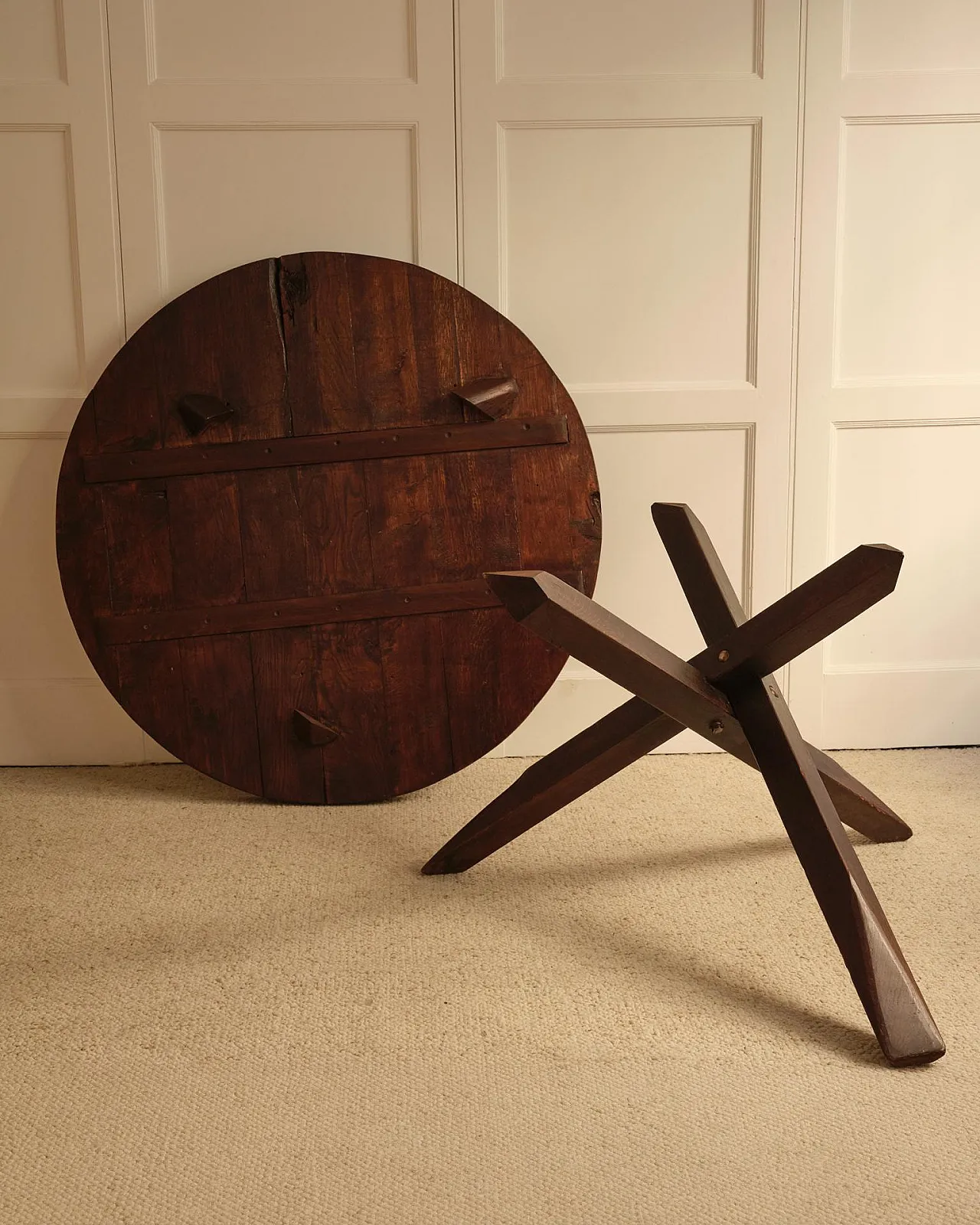 Wooden cricular table, 1950s 10