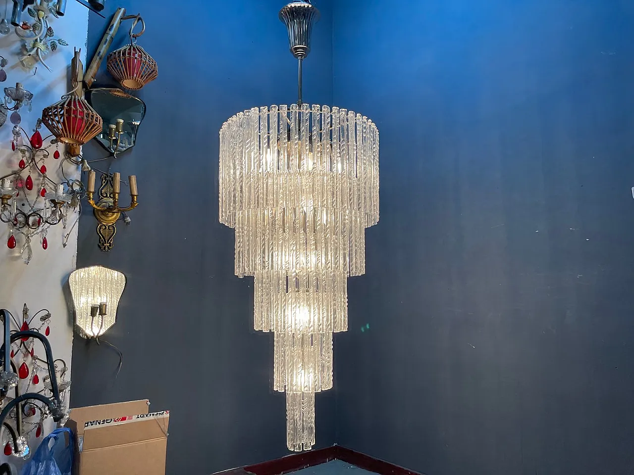 Large Murano glass chandelier, Italy, 1980s 3