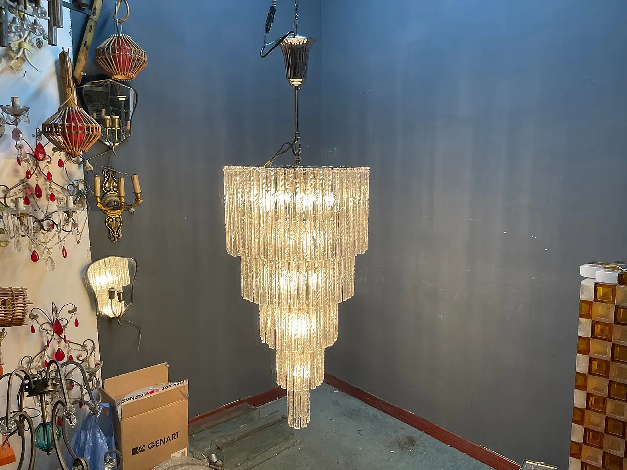 Large Murano glass chandelier, Italy, 1980s 6