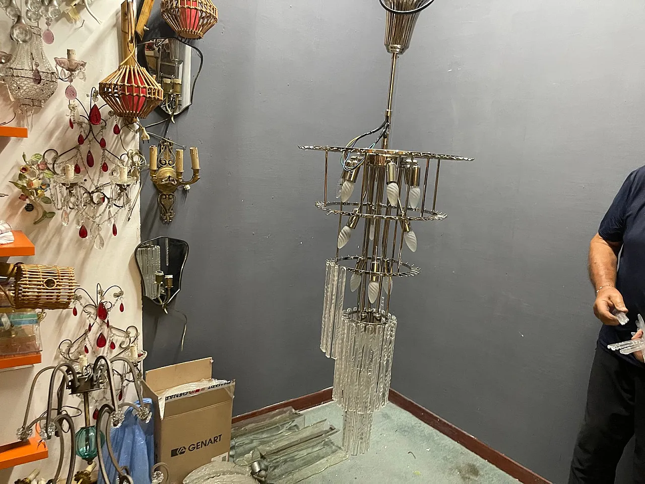 Large Murano glass chandelier, Italy, 1980s 14