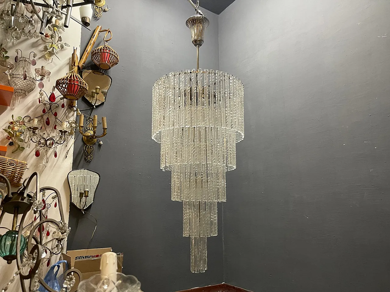 Large Murano glass chandelier, Italy, 1980s 17