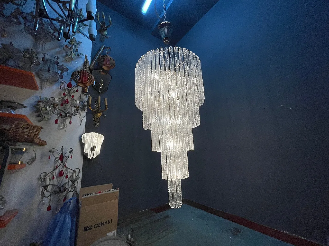 Large Murano glass chandelier, Italy, 1980s 19