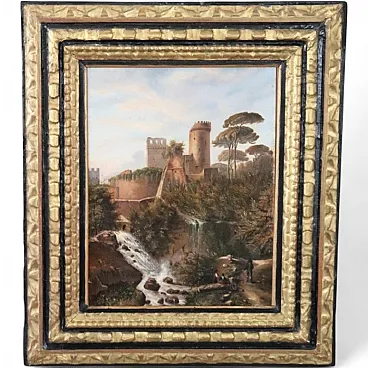 Landscape, oil painting on canvas, signed M.G., 18th century