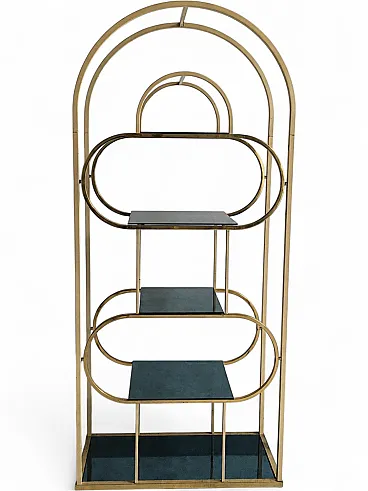 1970s brass and mirror display stand