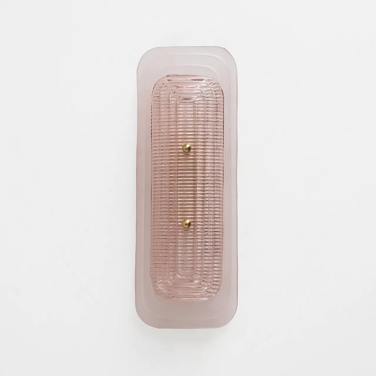 Pair of Art Deco wall lights in pink Murano glass and brass, 2000s 2