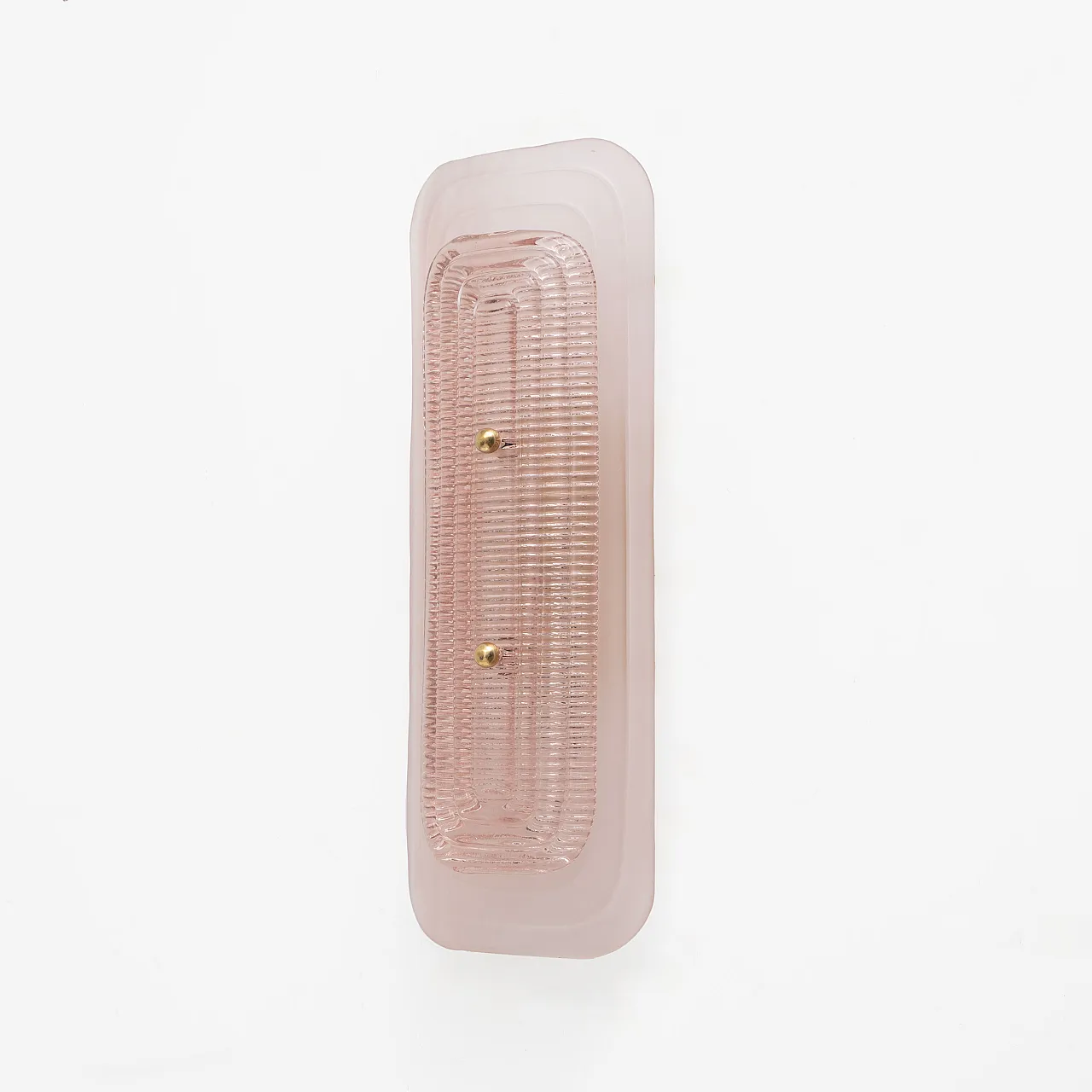 Pair of Art Deco wall lights in pink Murano glass and brass, 2000s 3