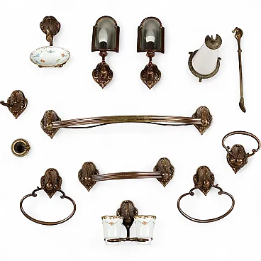 Equestrian themed bathroom accessory set, 20th century