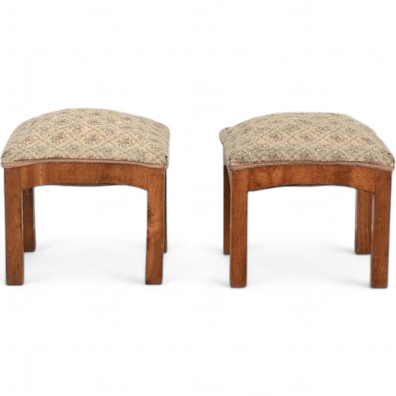 Pair of Art Deco stools in walnut, mid-20th century 13