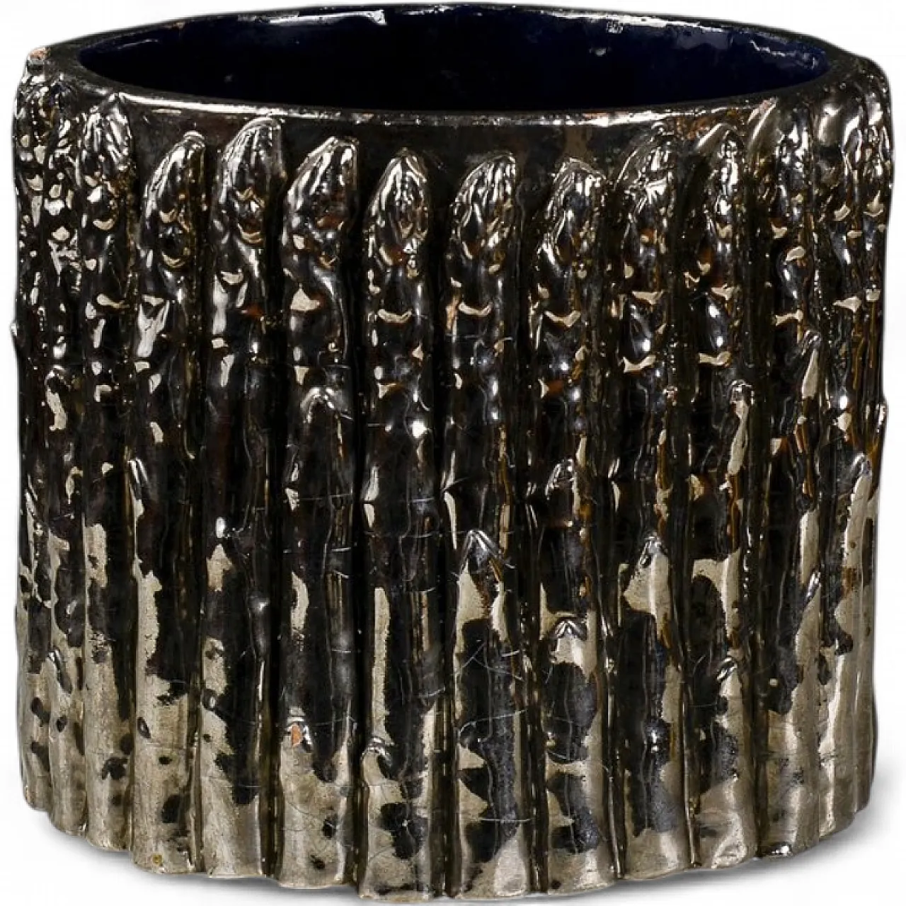 Terracotta plant pot with silver asparagus, 20th century 9