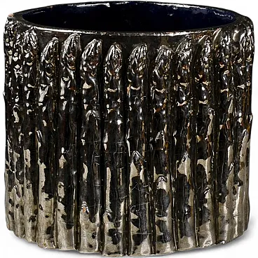 Terracotta plant pot with silver asparagus, 20th century