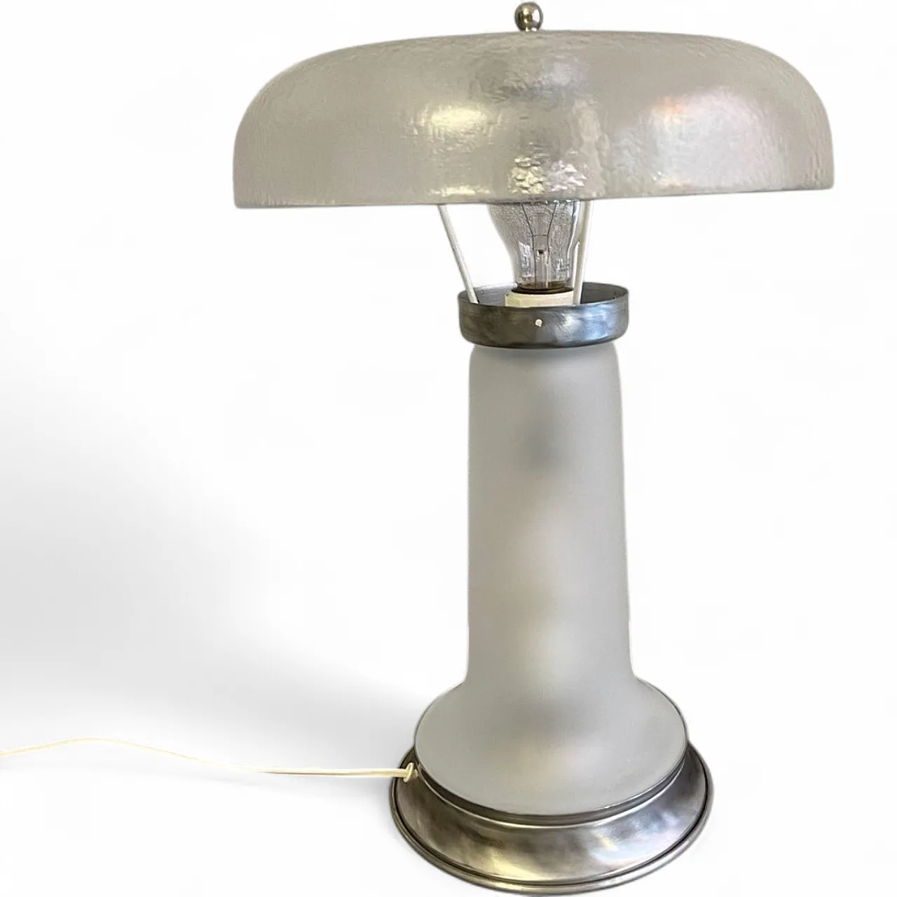 Lampada in vetro di Murano e opalino attribuita a Mazzega, anni '80 9