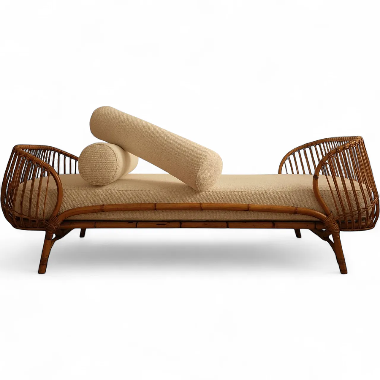 Daybed in bamboo and wicker, 1960s 11